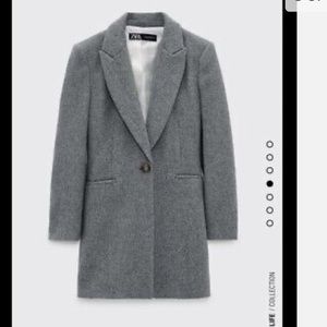 Zara Grey Wool Tailored Frock Coat